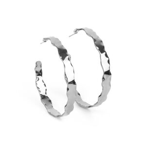 Exhilarated Edge Black Hoop Earrings Paparazzi Shimmering Textured Fashion Jewel